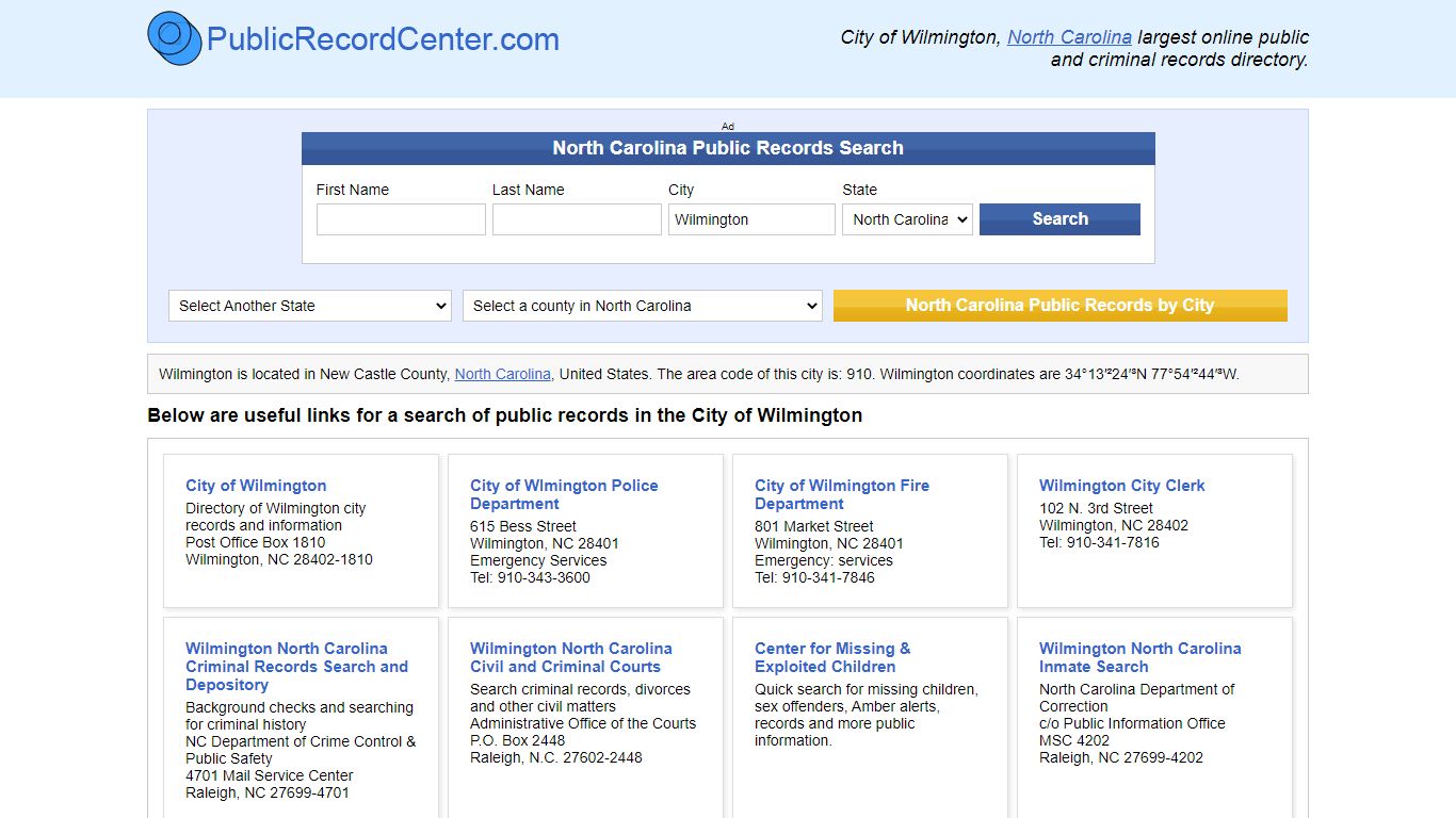 Wilmington, North Carolina Public Records and Criminal ...